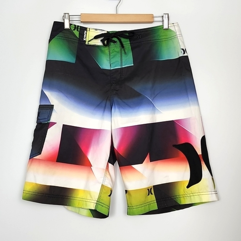 Hurley Men's Swim Shorts Trunks Multi Coloured Tie Waist Size 30